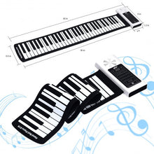 Load image into Gallery viewer, 61 Key Electronic Roll up Silicone Rechargeable Piano Keyboard-White
