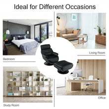 Load image into Gallery viewer, Top Grain Leather Swivel Rocking Chair and Ottoman Set with Locking Handle-Black

