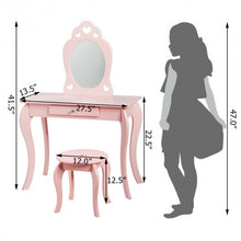 Load image into Gallery viewer, Kids Princess Makeup Dressing Play Table Set with Mirror -Pink
