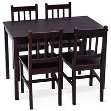 Load image into Gallery viewer, 5 pcs Wood Dining 4 Chairs &amp; Table Set-Black
