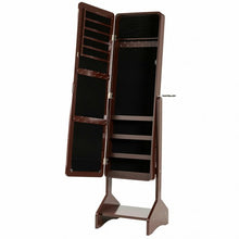 Load image into Gallery viewer, Standing Jewelry Cabinet with Full-length Mirror-Coffee
