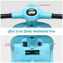 Load image into Gallery viewer, 6V Kids Ride On Vespa Scooter Motorcycle for Toddler-Light Blue
