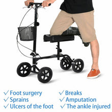 Load image into Gallery viewer, Steerable Foldable Turning Brake Knee Walker Scooter
