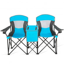 Load image into Gallery viewer, Portable Folding Camping Canopy Chairs w/ Cup Holder-Blue
