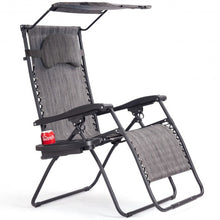Load image into Gallery viewer, Folding Recliner Lounge Chair with Shade Canopy Cup Holder-Gray
