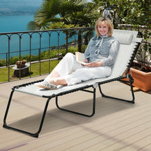 Load image into Gallery viewer, Folding Heightening Design Beach Lounge Chair with Pillow for Patio-Gray
