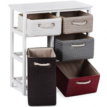 Load image into Gallery viewer, Nightstands Storage Drawer Cabinet Chest with 5 Woven Baskets
