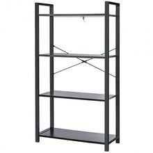 Load image into Gallery viewer, 4-Tier Rustic Bookshelf Industrial Bookcase Diaplay Shelf Storage Rack -Black
