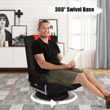 Load image into Gallery viewer, 360-Degree Swivel Gaming Floor Chair with Foldable Adjustable Backrest-Red

