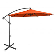 Load image into Gallery viewer, 10FT Offset Umbrella with 8 Ribs Cantilever and Cross Base Tilt Adjustment-Orange
