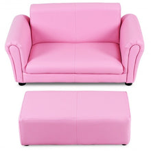 Load image into Gallery viewer, Soft Kids Double Sofa with Ottoman-Pink
