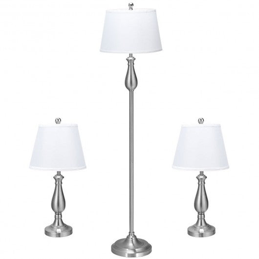3 pcs Brushed Nickel Lamp Set-Silver