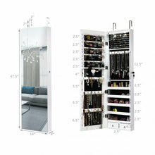 Load image into Gallery viewer, Wall and Door Mounted Mirrored Jewelry Cabinet with Lights-White
