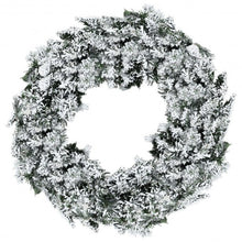 Load image into Gallery viewer, 24&quot; Artificial Snow Flocked Christmas Pine Wreath with LED Lights

