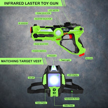 Load image into Gallery viewer, Set of 4 Laser Tag Gun Blasters and Vests
