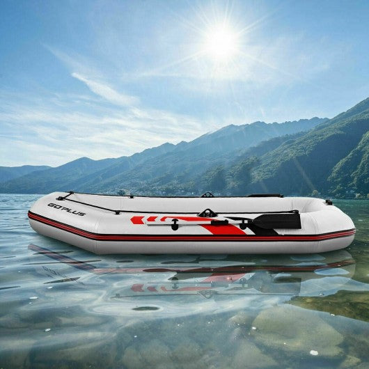 3-4 Persons Inflatable Fishing Boat With Oars and Air Pump-Gray