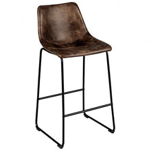 Load image into Gallery viewer, Set of 2 Bar Stool Faux Suede Upholstered Chair-Brown
