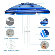 Load image into Gallery viewer, 7.2 FT Portable Outdoor Beach Umbrella with Sand Anchor and Tilt Mechanism for  Poolside and Garden-Navy
