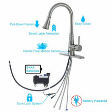 Load image into Gallery viewer, Pull-down Single Handle Brushed Nickel Kitchen Faucet
