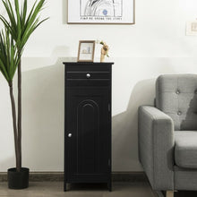 Load image into Gallery viewer, Wooden Storage Free-Standing Floor Cabinet with Drawer and Shelf-Black
