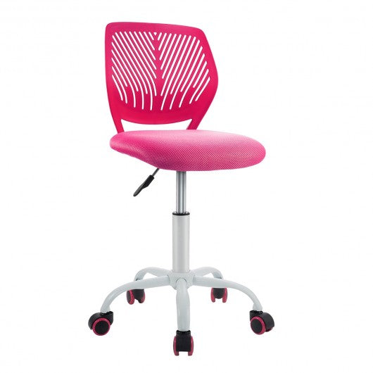 Adjustable Office Task Desk Armless Chair-Pink