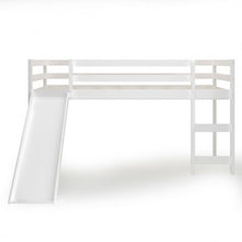 Load image into Gallery viewer, Twin Size Low Sturdy Loft Bed with Slide Wood -White
