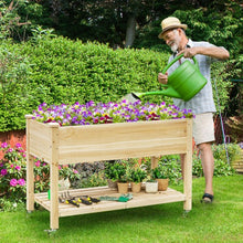 Load image into Gallery viewer, Wood Elevated Planter Bed with Lockable Wheels Shelf and Liner

