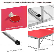 Load image into Gallery viewer, 60 Inches Portable Tennis Ping Pong Folding Table with Accessories-Red

