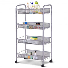 Load image into Gallery viewer, Black/Gray 4 Tier Storage Rack Trolley Cart-Gray
