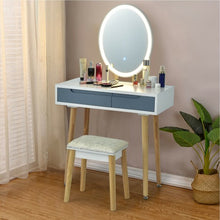 Load image into Gallery viewer, Touch Screen Vanity Makeup Table Stool Set -Gray
