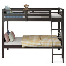 Load image into Gallery viewer, Twin Over Twin Bunk Bed Convertible 2 Individual Beds Wooden -Espresso

