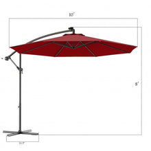Load image into Gallery viewer, 10 Inch Patio Hanging Solar LED Umbrella Sun Shade with Cross Base-Burgundy
