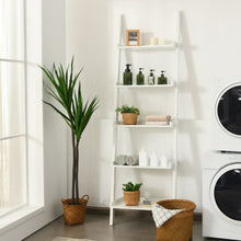 Load image into Gallery viewer, 5-Tier Wall-leaning Ladder Shelf  Display Rack for Plants and Books-White
