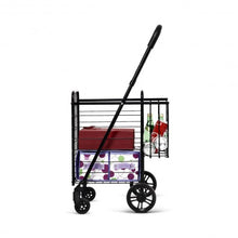 Load image into Gallery viewer, Folding Shopping Cart Basket Rolling Trolley with Adjustable Handle-Black

