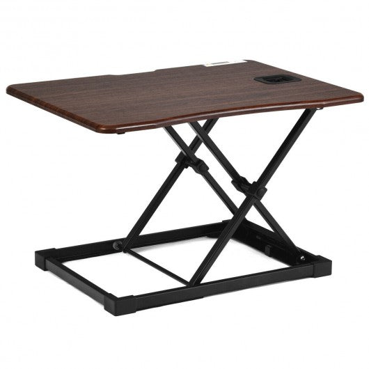 Height Adjustable Standing Computer Desk-Brown