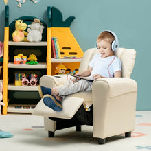Load image into Gallery viewer, Children PU Leather Recliner Chair with Front Footrest-Beige
