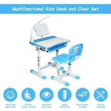 Load image into Gallery viewer, Adjustable Kids Desk Chair Set with Lamp and Bookstand-Blue
