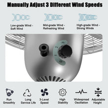 Load image into Gallery viewer, 16&quot; Metal Adjustable Oscillating Pedestal Fan-Silver
