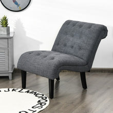 Load image into Gallery viewer, Upholstered Tufted Lounge Chair with Wood Leg-Dark Gray
