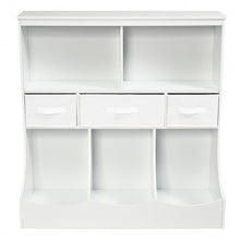 Load image into Gallery viewer, Freestanding Combo Cubby Bin Storage Organizer Unit W/3 Baskets-White
