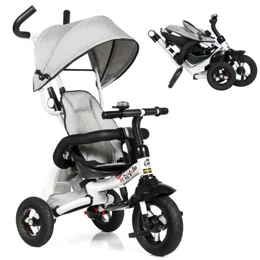 6-In-1 Kids Baby Stroller Tricycle Detachable Learning Toy Bike-Gray