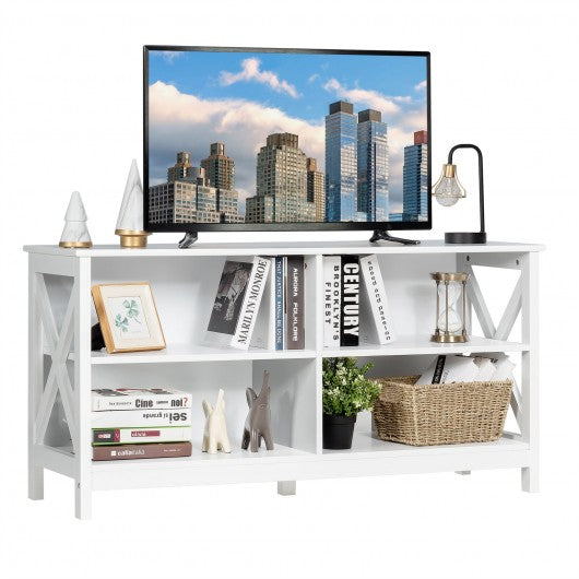 Wooden TV Stand Entertainment Media Center -White
