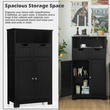 Load image into Gallery viewer, Bathroom Wooden Side Cabinet  with 2 Drawers and 2 Doors-Black
