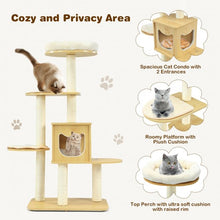 Load image into Gallery viewer, 4 Levels Modern Wood Cat Tower with Washable Mats-Walnut
