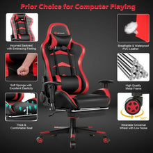 Load image into Gallery viewer, Massage Gaming Chair with Footrest-Red
