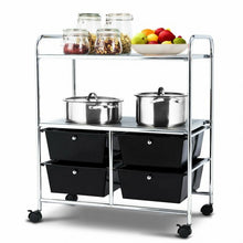 Load image into Gallery viewer, 4 Drawers Shelves Rolling Storage Cart Rack-Black
