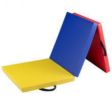 Load image into Gallery viewer, 6&#39; x 2&#39; Exercise Tri-Fold Gymnastics Mat w/ Carrying Handles-Multicolor
