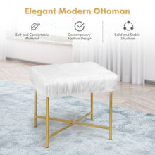 Load image into Gallery viewer, Faux Fur Ottoman Decorative Stool with Metal Legs
