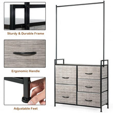 Load image into Gallery viewer, 5 Drawers Fabric Dresser with Hanger Metal Top Storage Closet Organizer
