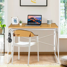 Load image into Gallery viewer, Folding Computer Desk Writing Study Desk Home Office with 6 Hooks-Natural
